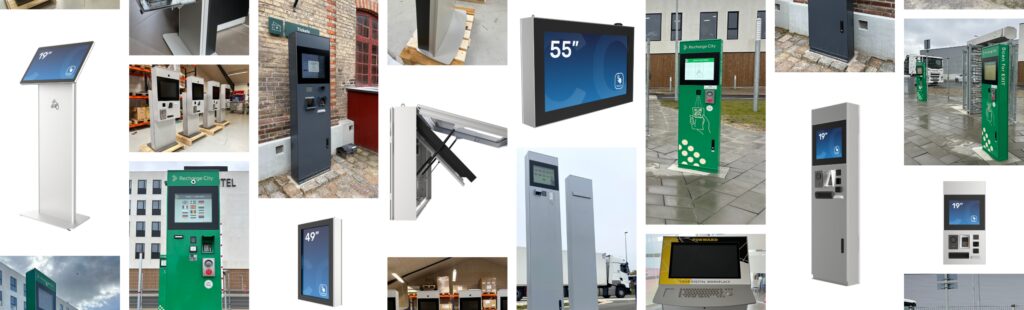 Photo Collage containg kiosks and digital signage made by Conceptkiosk